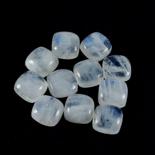 Rainbow Moonstone 1PC Tiny 6x6 MM Cushion Cabochon White Sparkling semi Precious Loose Gemstone