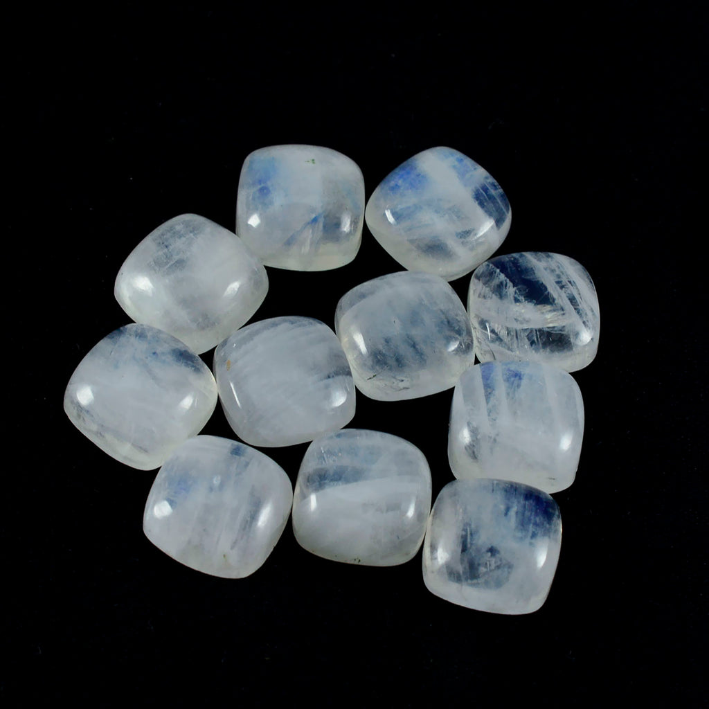 Rainbow Moonstone 1PC Small 7x7 MM Cushion Cabochon White Polished semi Precious Loose Gemstones