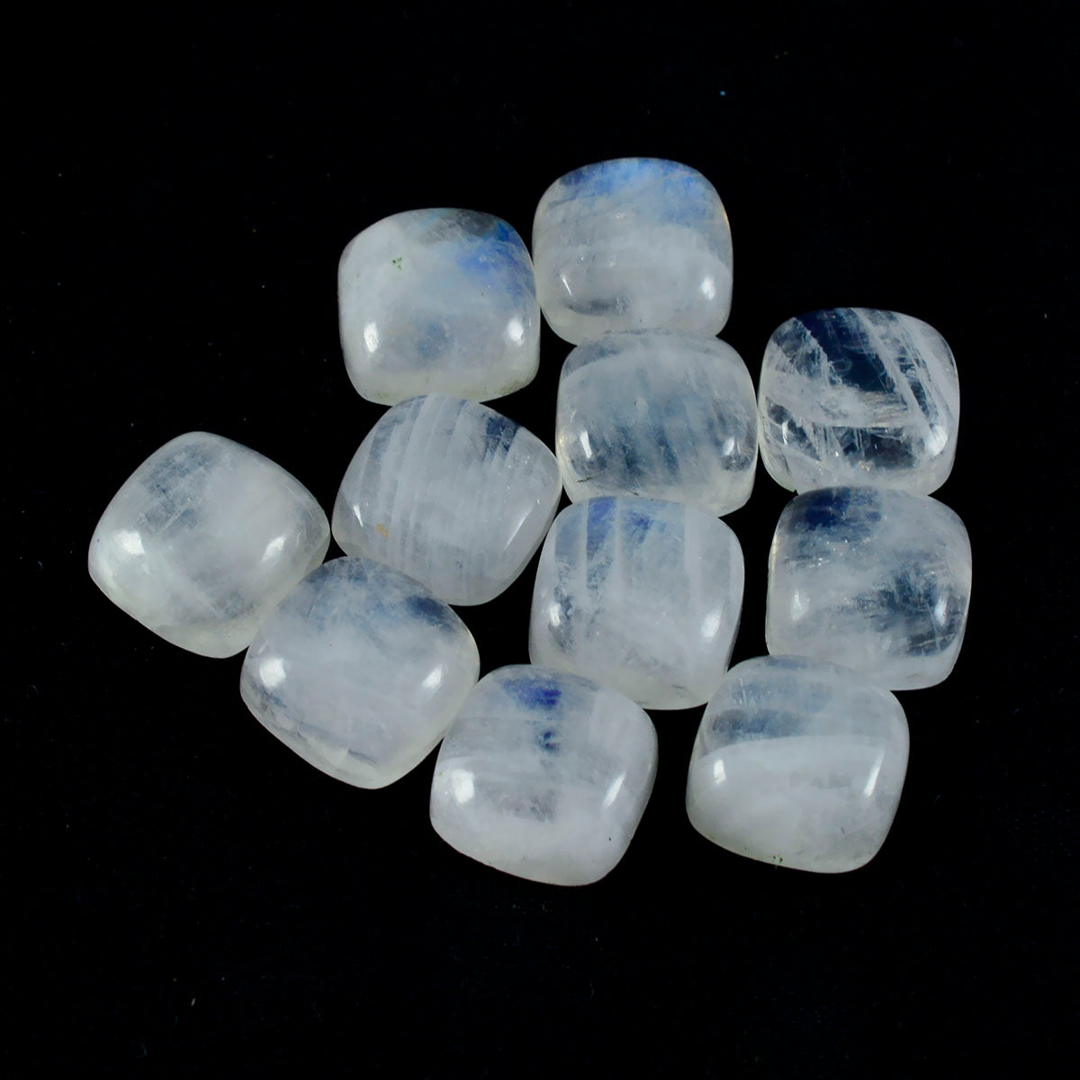 Rainbow Moonstone 1PC Small 8x8 MM Cushion Cabochon White Splendid semi Precious Semi Precious Gemstone