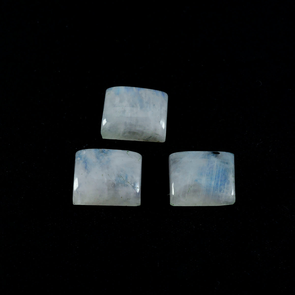 Rainbow Moonstone 1PC Small 6x8 MM Emerald Cabochon White Genuine semi Precious Loose Gems