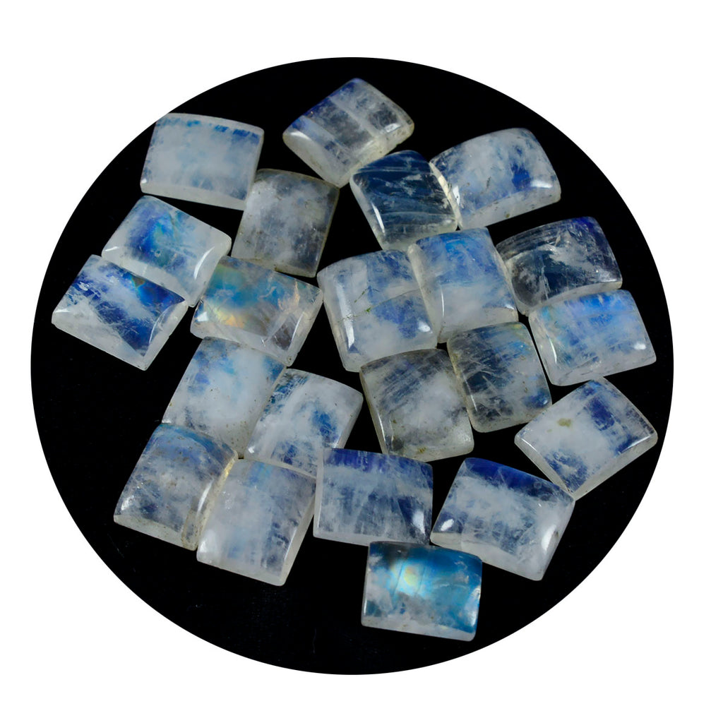 Rainbow Moonstone 10PC Tiny 4x6 MM Emerald Cabochon White High Quality semi Precious Precious Gemstone