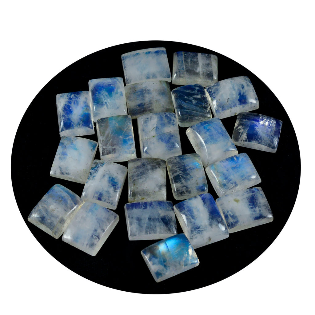 Rainbow Moonstone 1PC Tiny 5x7 MM Emerald Cabochon White Natural semi Precious Gems