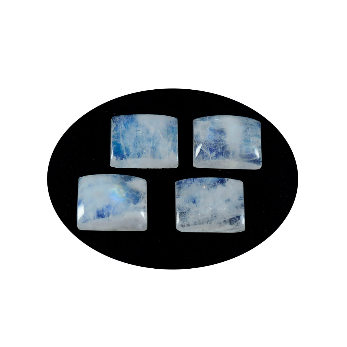 Rainbow Moonstone 1PC Medium 8x10 MM Emerald Cabochon White Brilliant semi Precious Precious Gemstone Sekundär produktbild