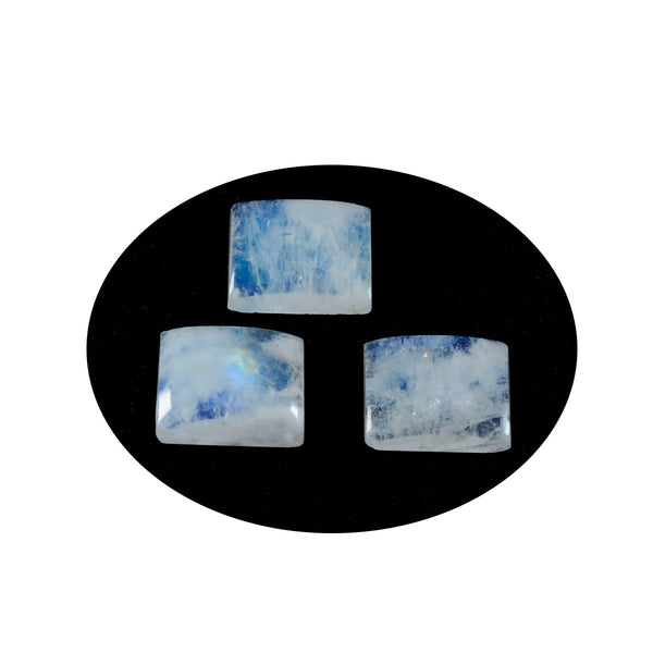 Rainbow Moonstone 1PC Large 9x11 MM Emerald Cabochon White Sparkling semi Precious Gems