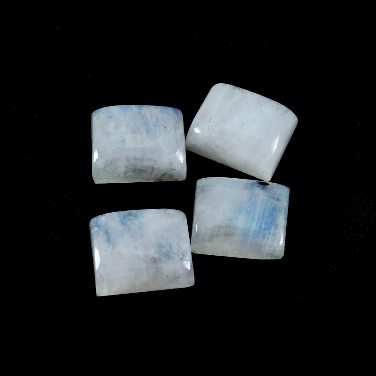 Rainbow Moonstone 1PC Small 6x9 MM Emerald Cabochon White Superior semi Precious Loose Gemstone Secundaire afbeelding