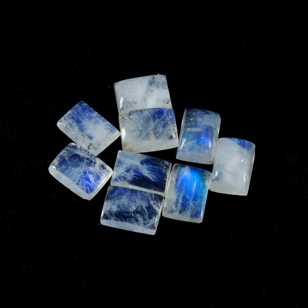 Rainbow Moonstone 10PC Tiny 3x5 MM Emerald Cabochon White Fine semi Precious Semi Precious Gemstone Image principale du produit