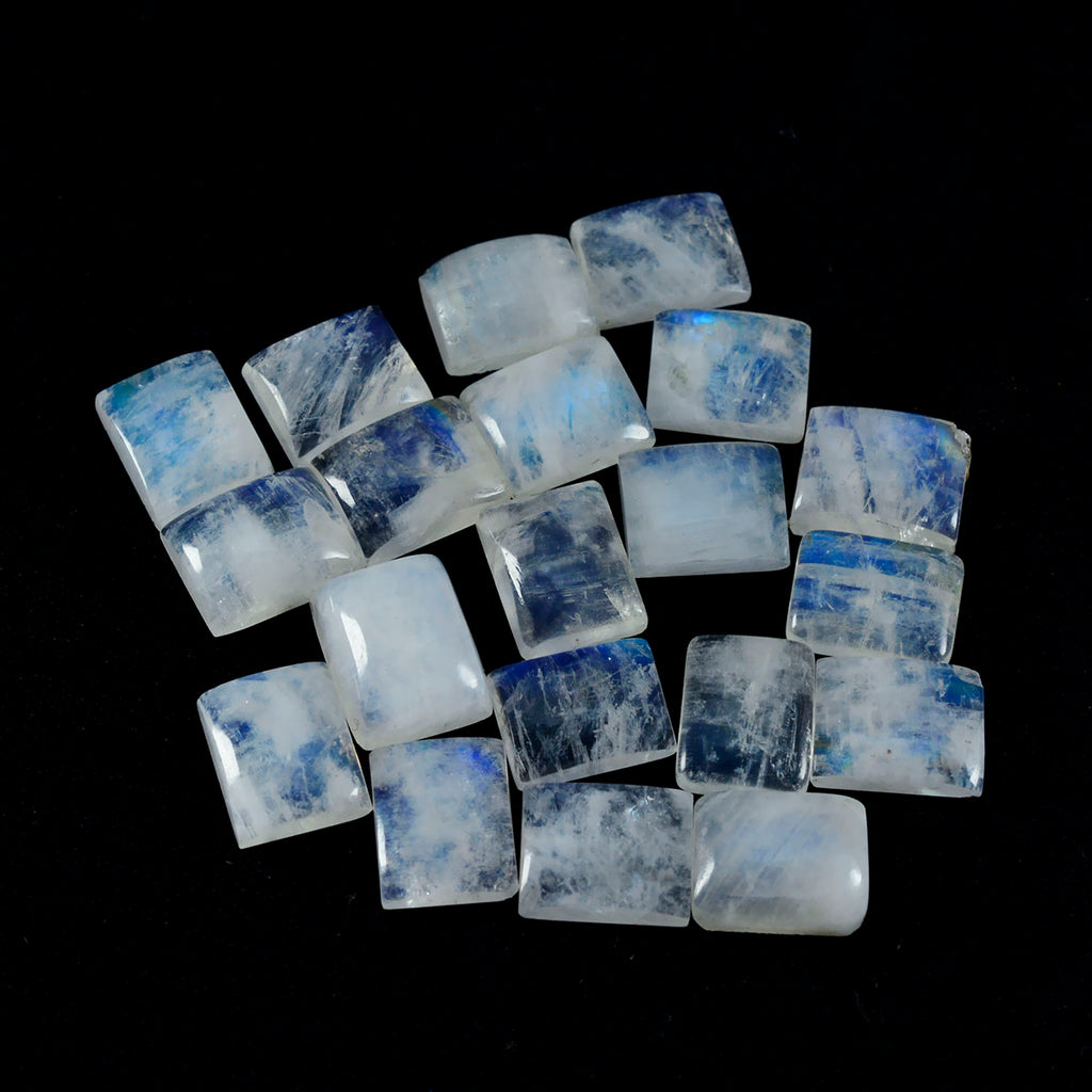 Rainbow Moonstone 1PC Tiny 5x7 MM Emerald Cabochon White Natural semi Precious Gems