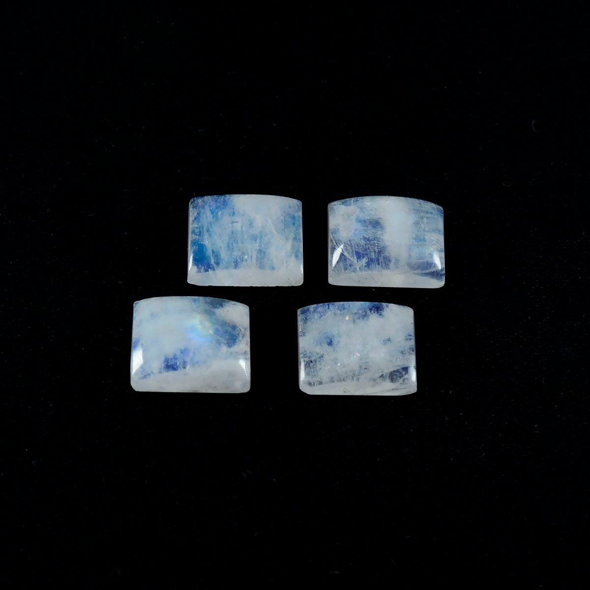 Rainbow Moonstone 1PC Small 7x9 MM Emerald Cabochon White Pure semi Precious Loose Gemstones