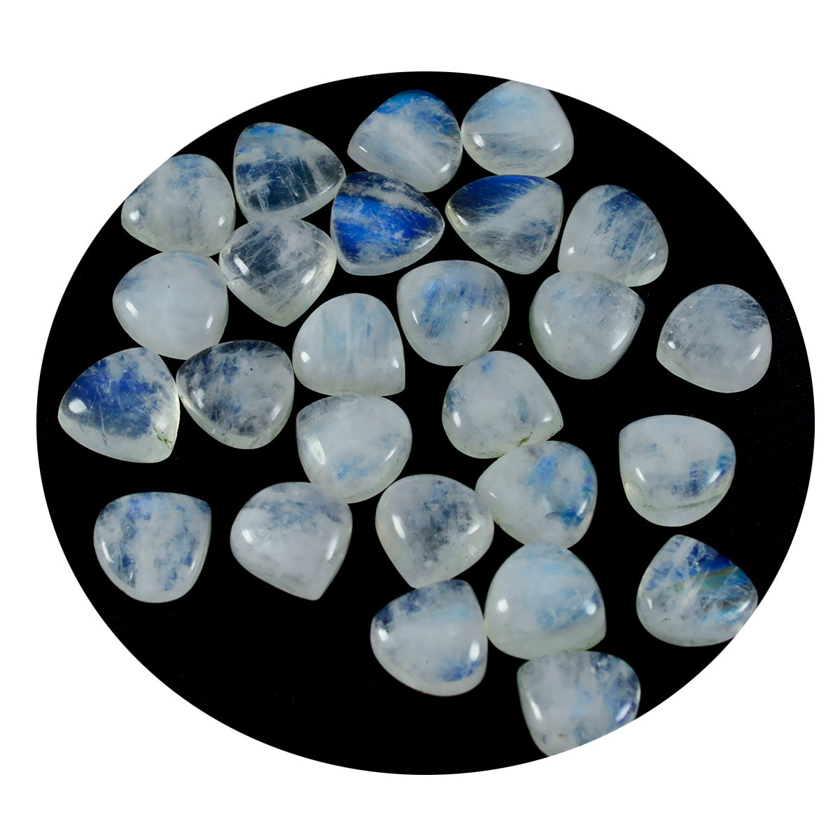 Rainbow Moonstone 10PC Tiny 5x5 MM Heart Cabochon White Natural semi Precious Loose Gemstone Sekundär produktbild