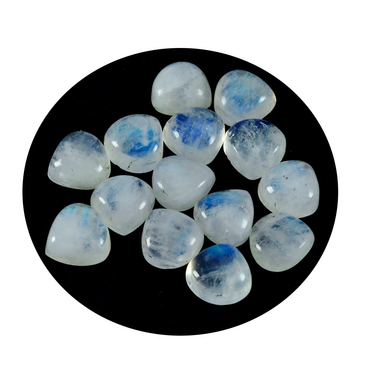 Rainbow Moonstone 1PC Tiny 6x6 MM Heart Cabochon White Genuine semi Precious Loose Gemstones