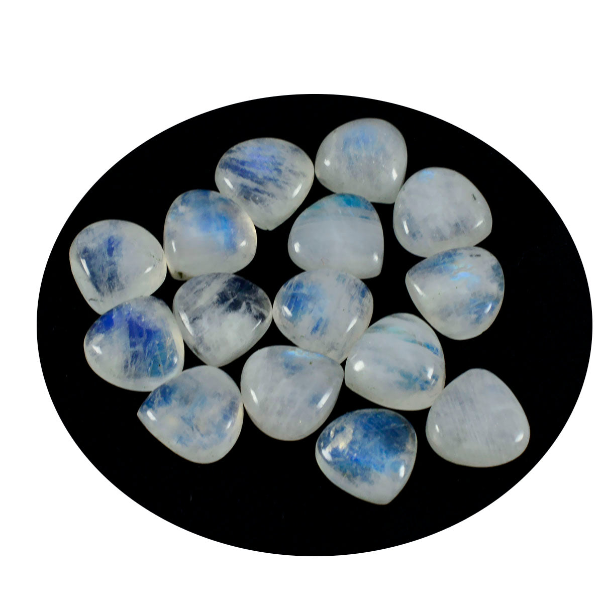 Rainbow Moonstone 1PC Medium 9x9 MM Heart Cabochon White Fiery semi Precious Gems