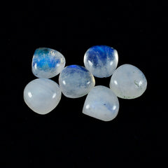 Rainbow Moonstone 1PC Medium 9x9 MM Heart Cabochon White Fiery semi Precious Gems