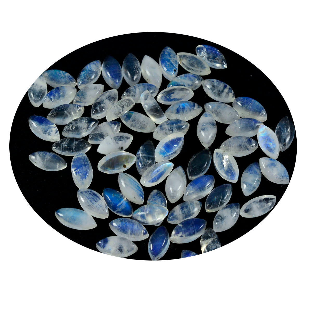 Rainbow Moonstone 10PC Tiny 3x6 MM Marquise  Cabochon White Luster semi Precious Loose Gems