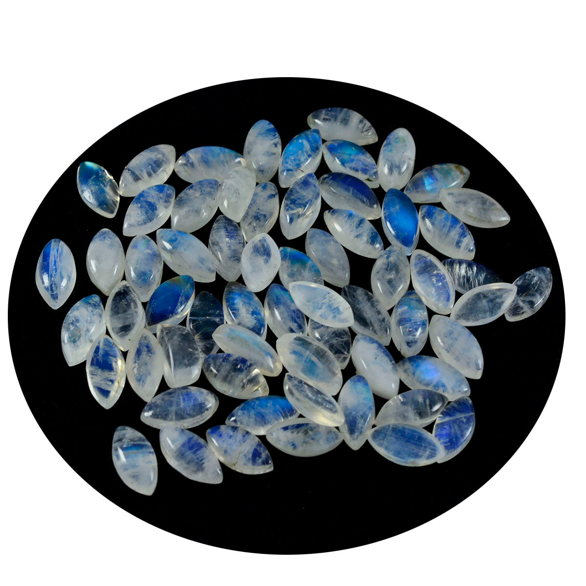Rainbow Moonstone 10PC Tiny 4x8 MM Marquise  Cabochon White Lustrous semi Precious Loose Gemstone