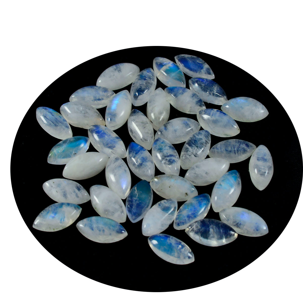 Rainbow Moonstone 1PC Small 5x10 MM Marquise  Cabochon White Shine semi Precious Loose Gemstones Secundaire afbeelding