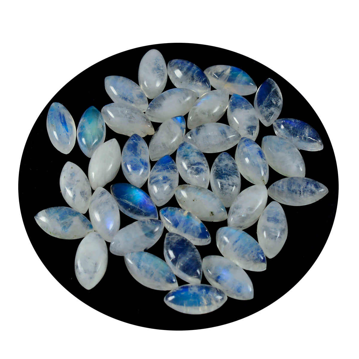 Rainbow Moonstone 1PC Small 6x12 MM Marquise  Cabochon White Fine semi Precious Semi Precious Gemstone