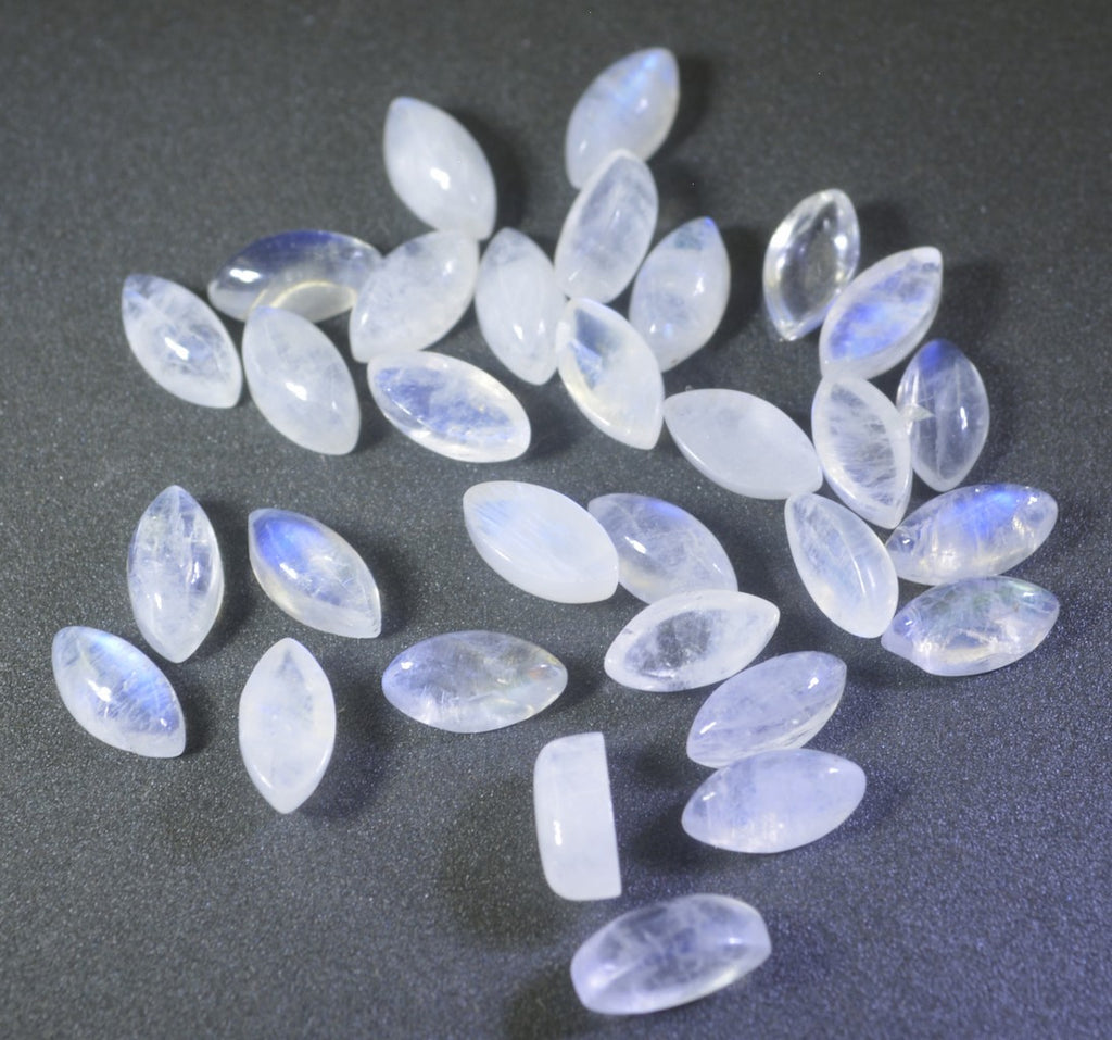 Rainbow Moonstone 1PC Large 8x16 MM Marquise  Cabochon White Natural semi Precious Gems