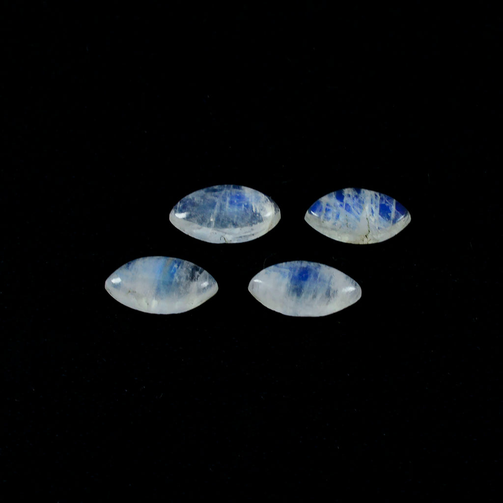 Rainbow Moonstone 10PC Tiny 4x8 MM Marquise  Cabochon White Lustrous semi Precious Loose Gemstone