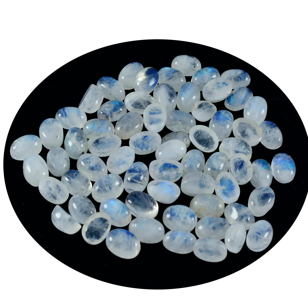 Rainbow Moonstone 1PC Small 6x9 MM Oval Cabochon White Polished semi Precious Precious Gemstone