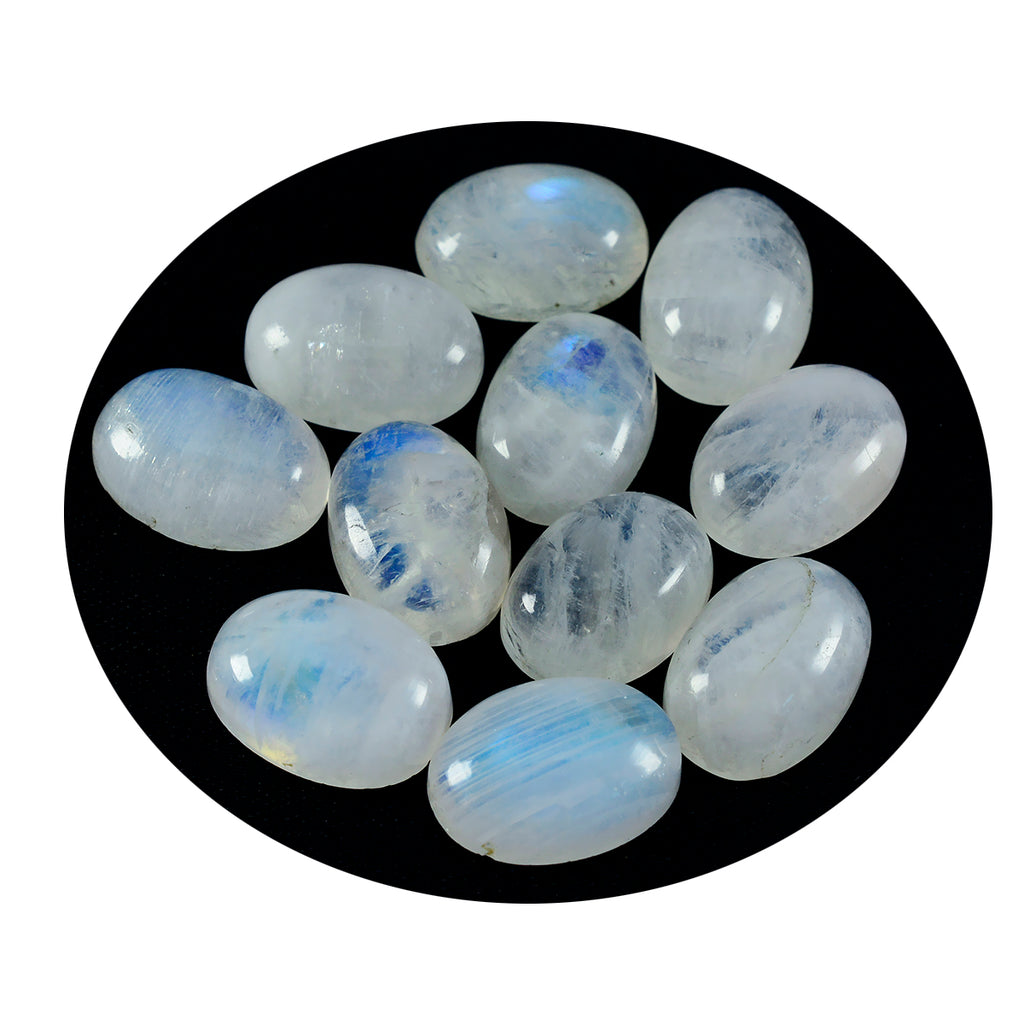 Rainbow Moonstone 10PC Tiny 4x6 MM Oval Cabochon White Fiery semi Precious Loose Gemstone