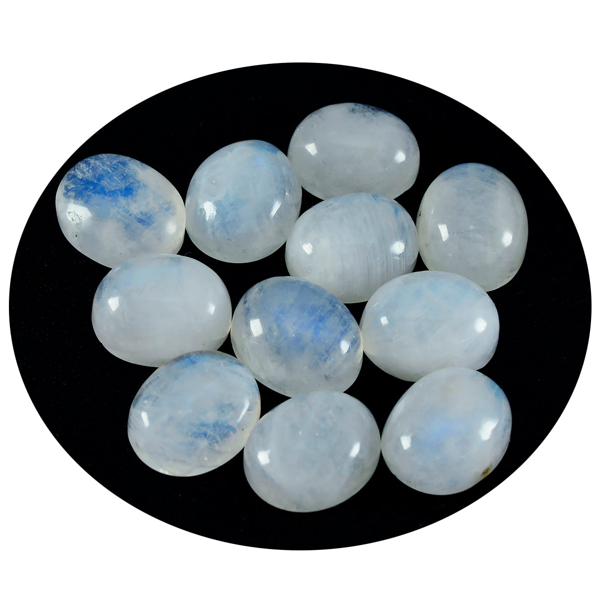 Rainbow Moonstone 1PC Small 7x9 MM Oval Cabochon White Splendid semi Precious Gems Sekundär produktbild