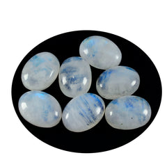 Rainbow Moonstone 1PC Medium 8x10 MM Oval Cabochon White Lustrous semi Precious Loose Gemstone