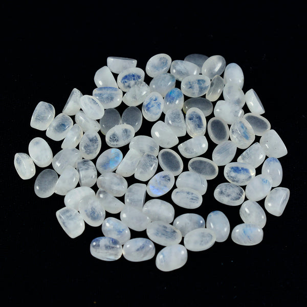 Rainbow Moonstone 1PC Small 6x9 MM Oval Cabochon White Polished semi Precious Precious Gemstone
