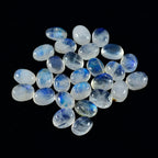 Rainbow Moonstone 10PC Tiny 4x6 MM Oval Cabochon White Fiery semi Precious Loose Gemstone