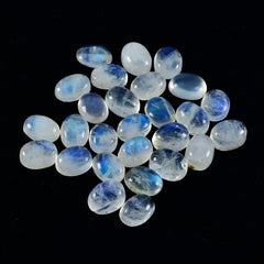 Rainbow Moonstone 10PC Tiny 4x6 MM Oval Cabochon White Fiery semi Precious Loose Gemstone