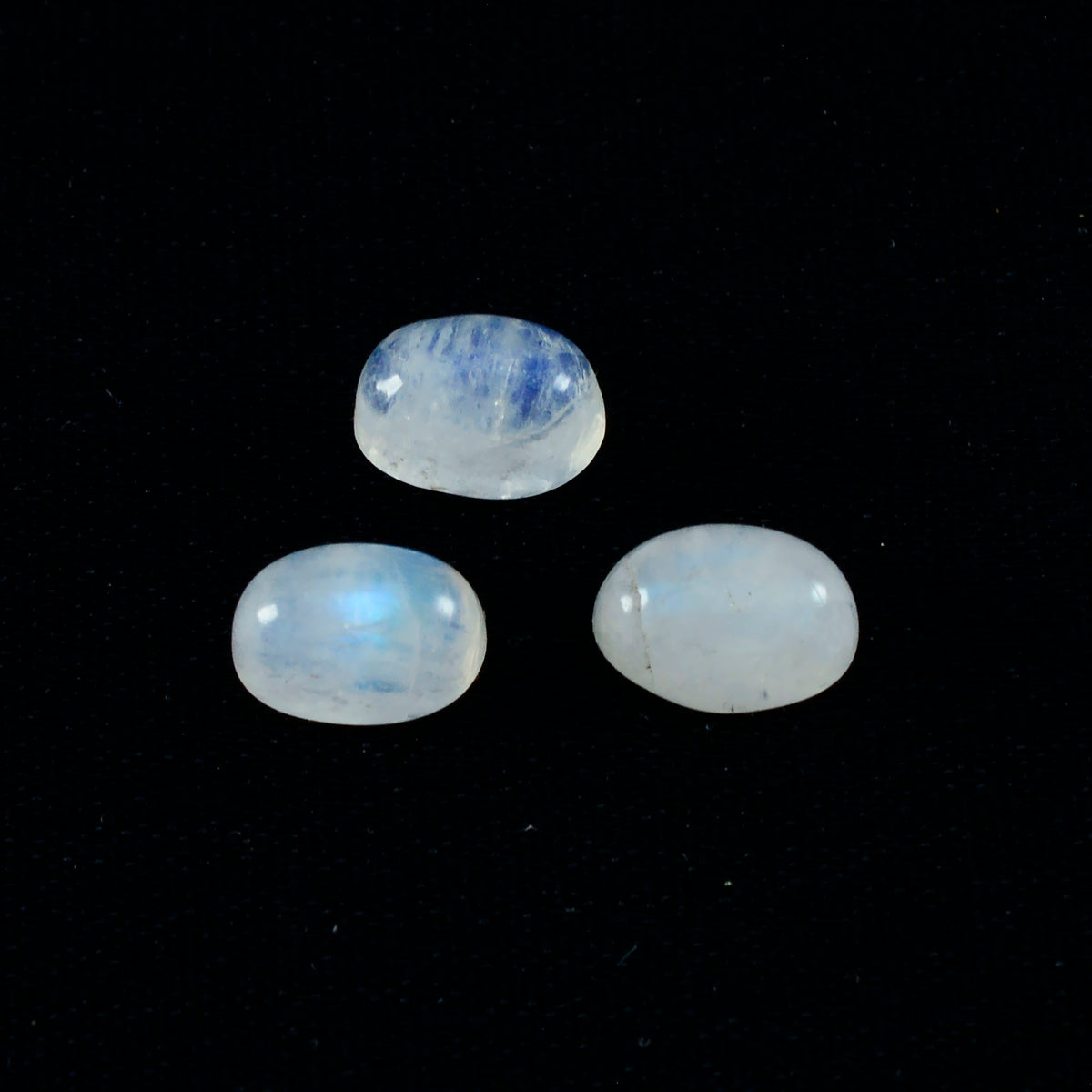 Rainbow Moonstone 1PC Medium 8x10 MM Oval Cabochon White Lustrous semi Precious Loose Gemstone Hoofdafbeelding