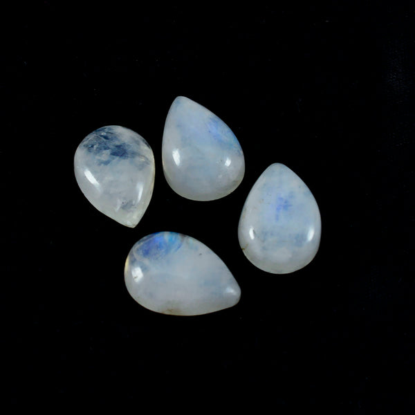 Regenbogen Mondstein 1PC Großer 10x12 MM Birnen Cabochon Weiß Feuriger Halbedelstein Halbedelstein