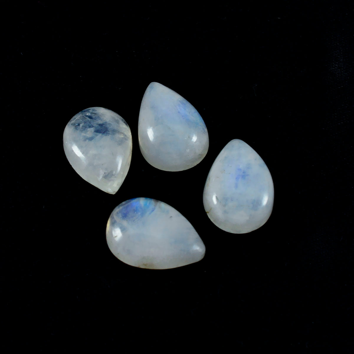 Rainbow Moonstone 10PC Tiny 4x6 MM Pear Cabochon White Luster semi Precious Loose Gems