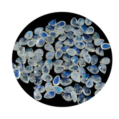 Rainbow Moonstone 10PC Tiny 3x5 MM Pear Cabochon White Splendid semi Precious Gems