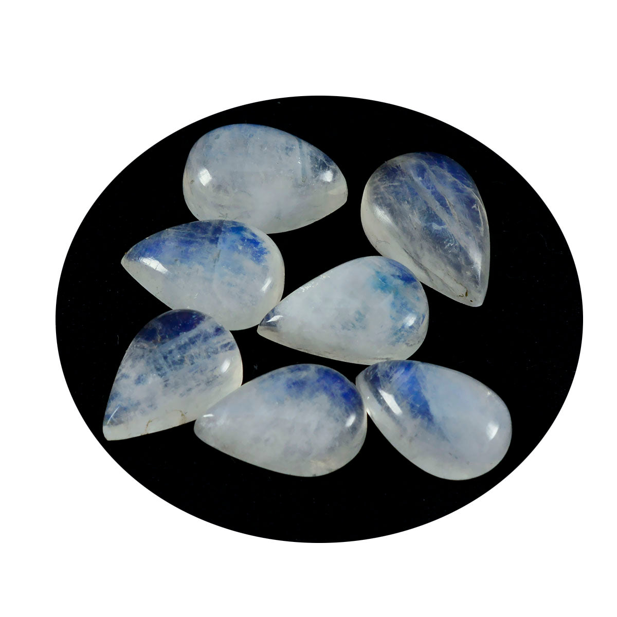 Rainbow Moonstone 1PC Medium 7x10 MM Pear Cabochon White Natural semi Precious Gems