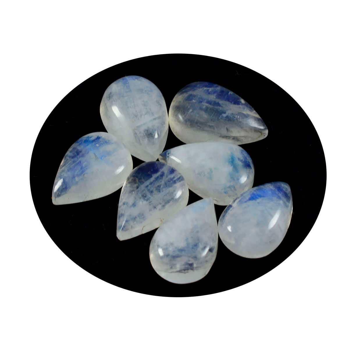 Rainbow Moonstone 1PC Large 8x12 MM Pear Cabochon White Pure semi Precious Loose Gemstones