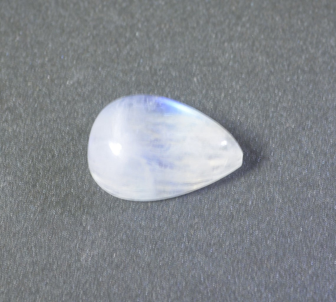 Rainbow Moonstone 1PC Large 9x11 MM Pear Cabochon White Superior semi Precious Loose Gemstone Main image