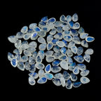 Rainbow Moonstone 10PC Tiny 3x5 MM Pear Cabochon White Splendid semi Precious Gems