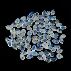 Rainbow Moonstone 10PC Tiny 3x5 MM Pear Cabochon White Splendid semi Precious Gems