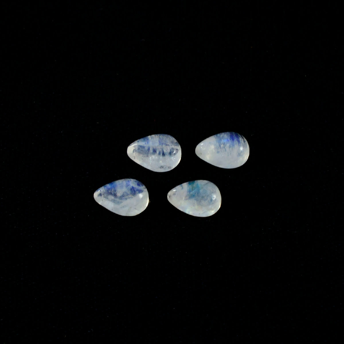 Rainbow Moonstone 1PC Tiny 5x7 MM Pear Cabochon White Lustrous semi Precious Loose Gemstone