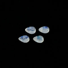 Rainbow Moonstone 1PC Tiny 5x7 MM Pear Cabochon White Lustrous semi Precious Loose Gemstone