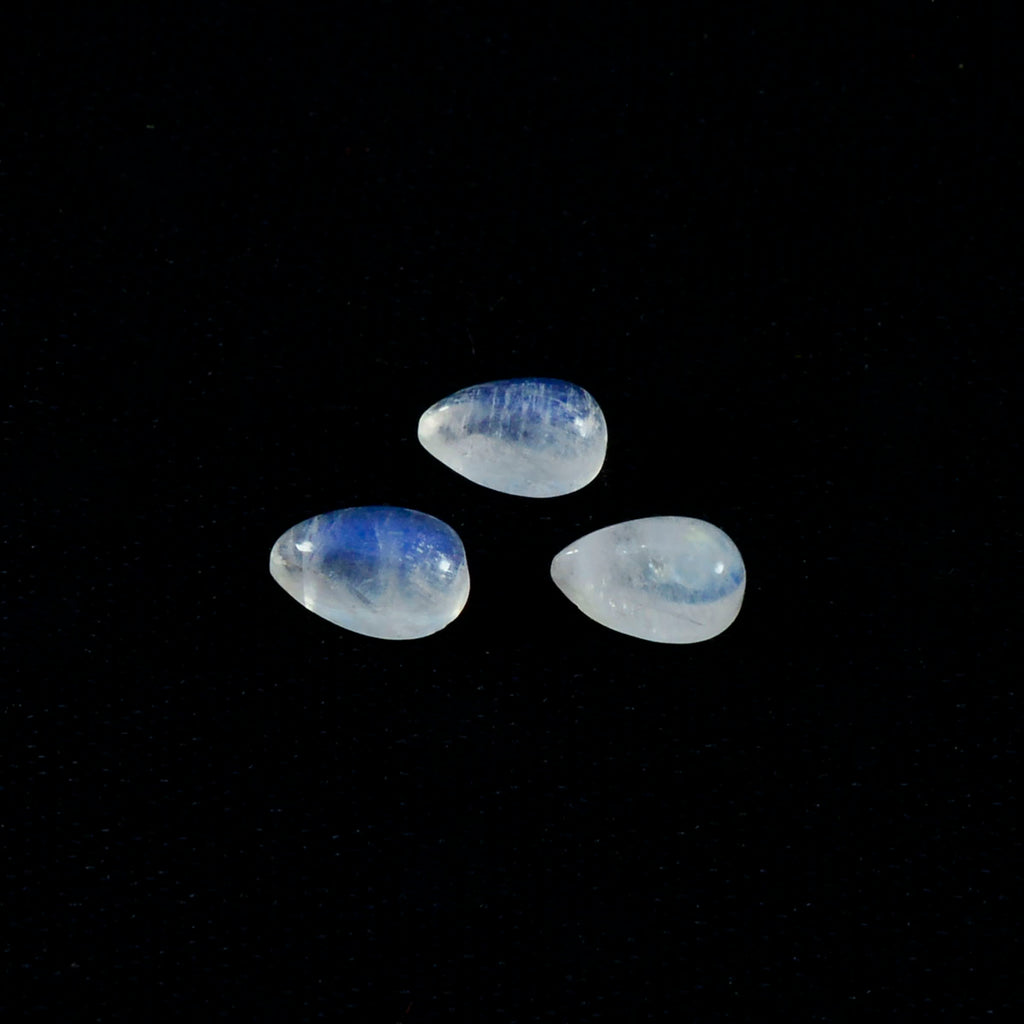 Rainbow Moonstone 1PC Small 6x9 MM Pear Cabochon White Fine semi Precious Semi Precious Gemstone