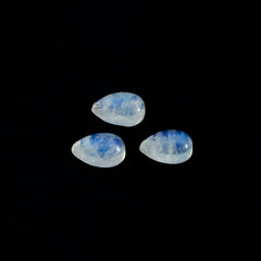Rainbow Moonstone 1PC Medium 7x10 MM Pear Cabochon White Natural semi Precious Gems