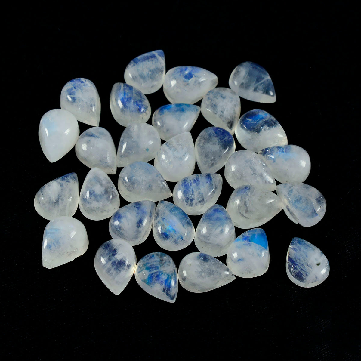 Rainbow Moonstone 1PC Large 8x12 MM Pear Cabochon White Pure semi Precious Loose Gemstones Hoofdafbeelding