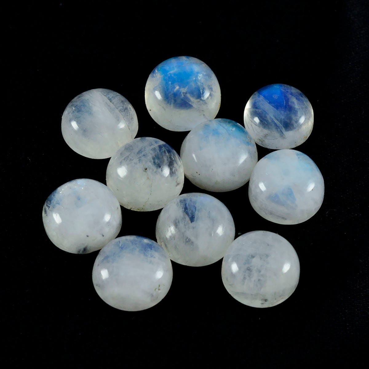 Rainbow Moonstone 1PC Large 11x11 MM Round Cabochon White Brilliant semi Precious Loose Gems