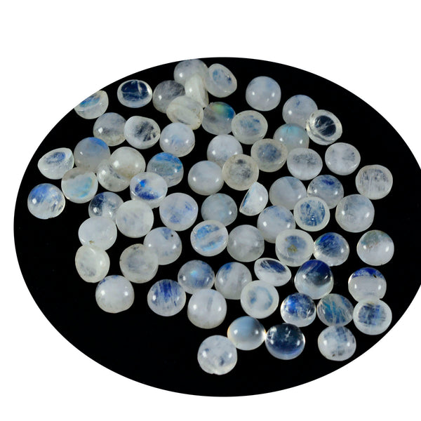 Rainbow Moonstone 1PC Tiny 6x6 MM Round Cabochon White Natural semi Precious Loose Gemstone