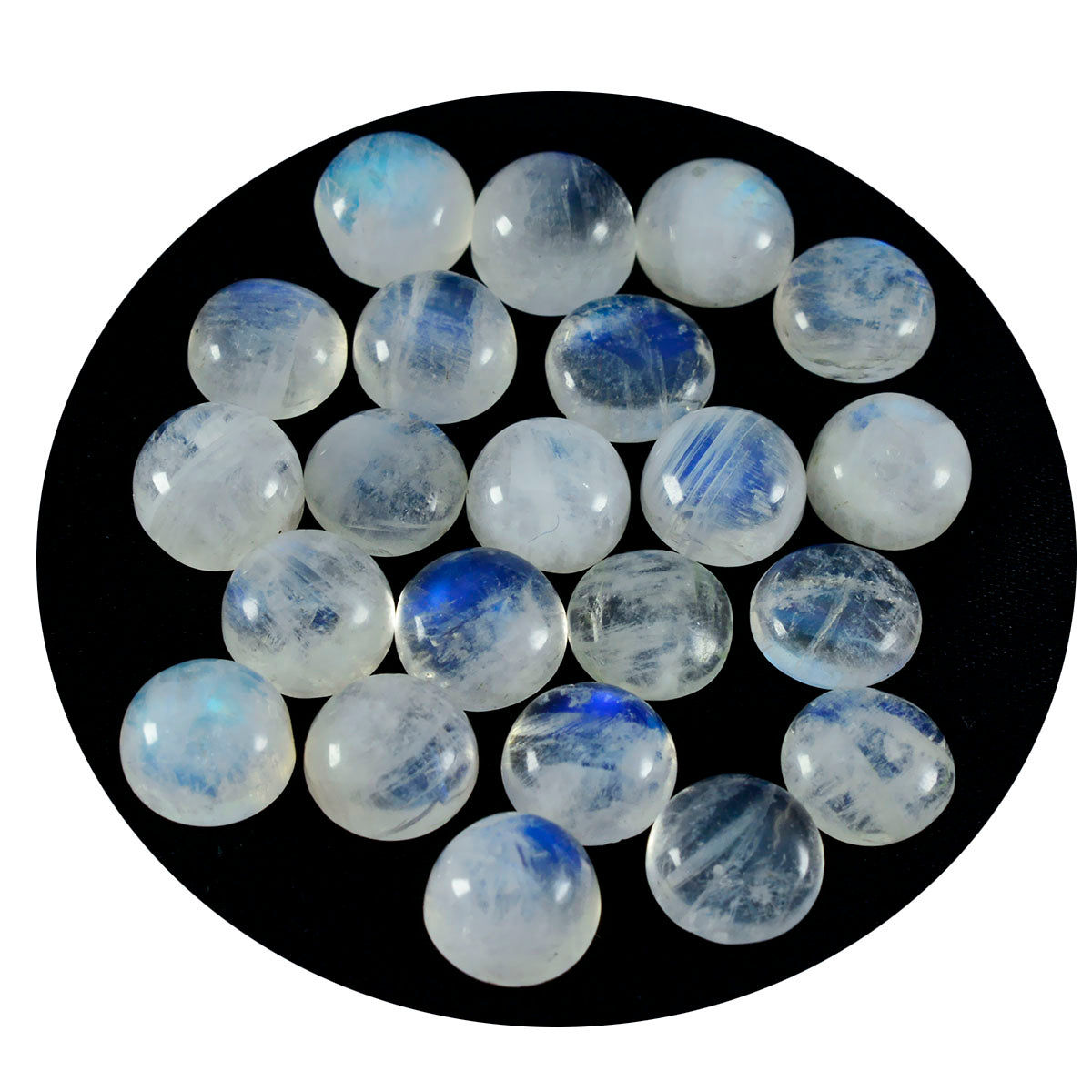 Rainbow Moonstone 1PC Tiny 6x6 MM Round Cabochon White Natural semi Precious Loose Gemstone