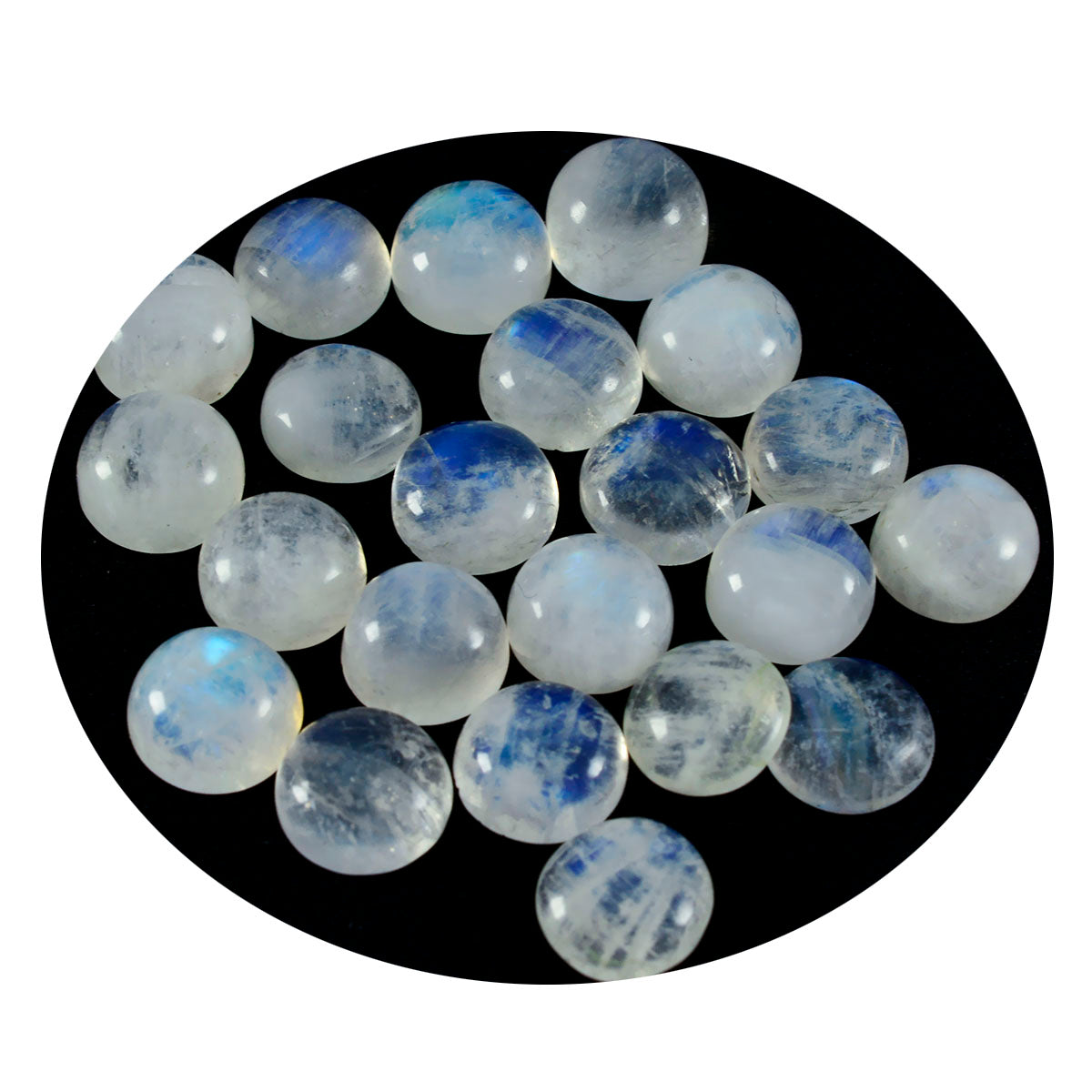 Rainbow Moonstone 1PC Small 7x7 MM Round Cabochon White Genuine semi Precious Loose Gemstones Secundaire afbeelding