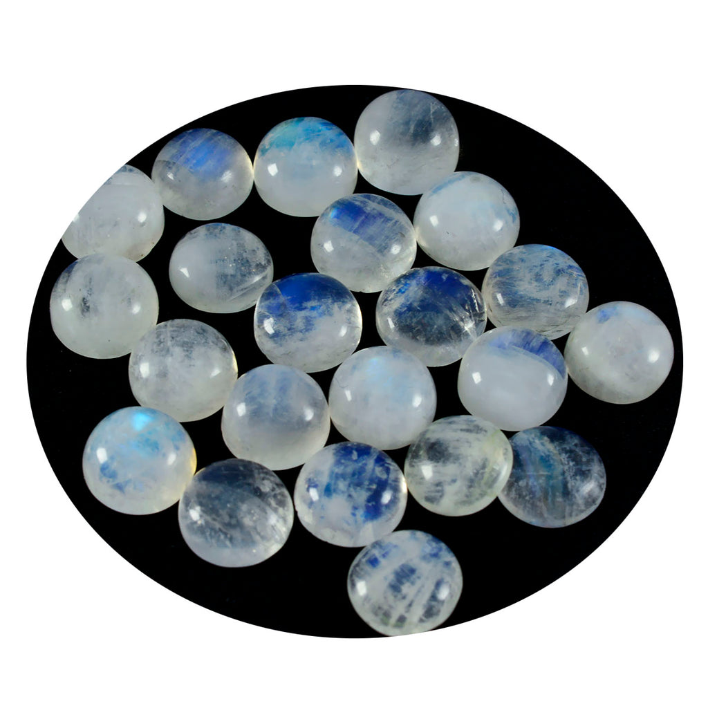 Rainbow Moonstone 1PC Small 7x7 MM Round Cabochon White Genuine semi Precious Loose Gemstones