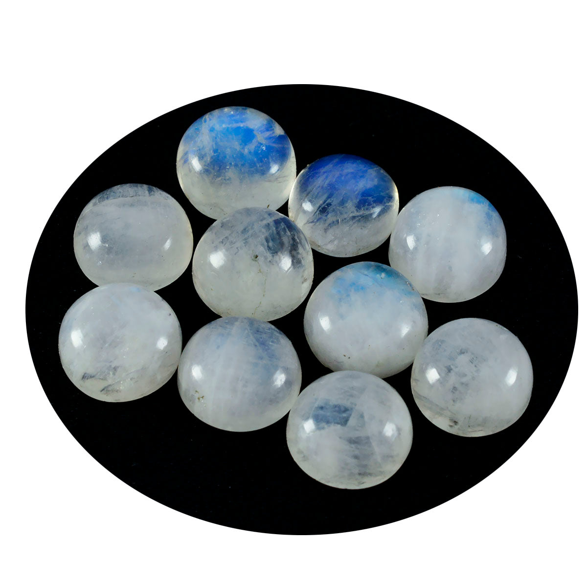 Rainbow Moonstone 1PC Small 8x8 MM Round Cabochon White Superior semi Precious Semi Precious Gemstone