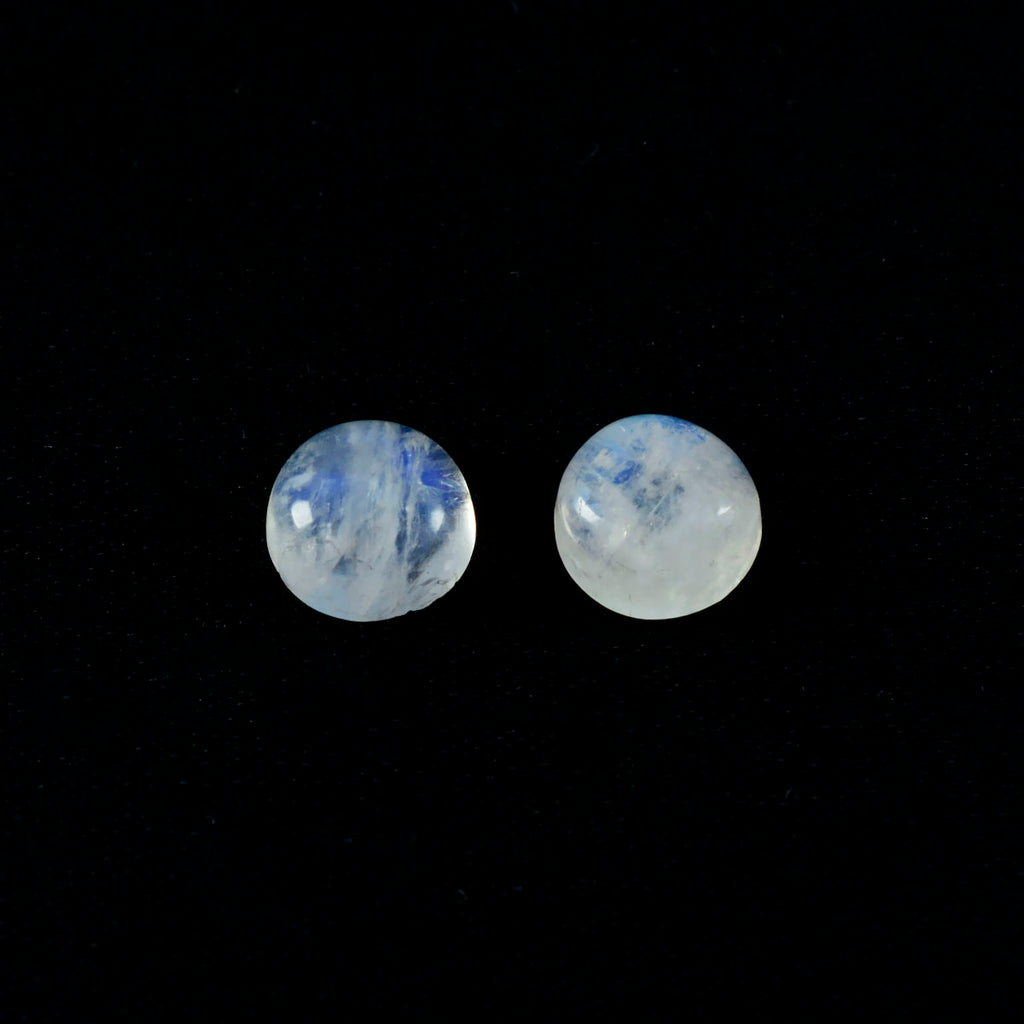 Rainbow Moonstone 1PC Large 10x10 MM Round Cabochon White Fiery semi Precious Gems
